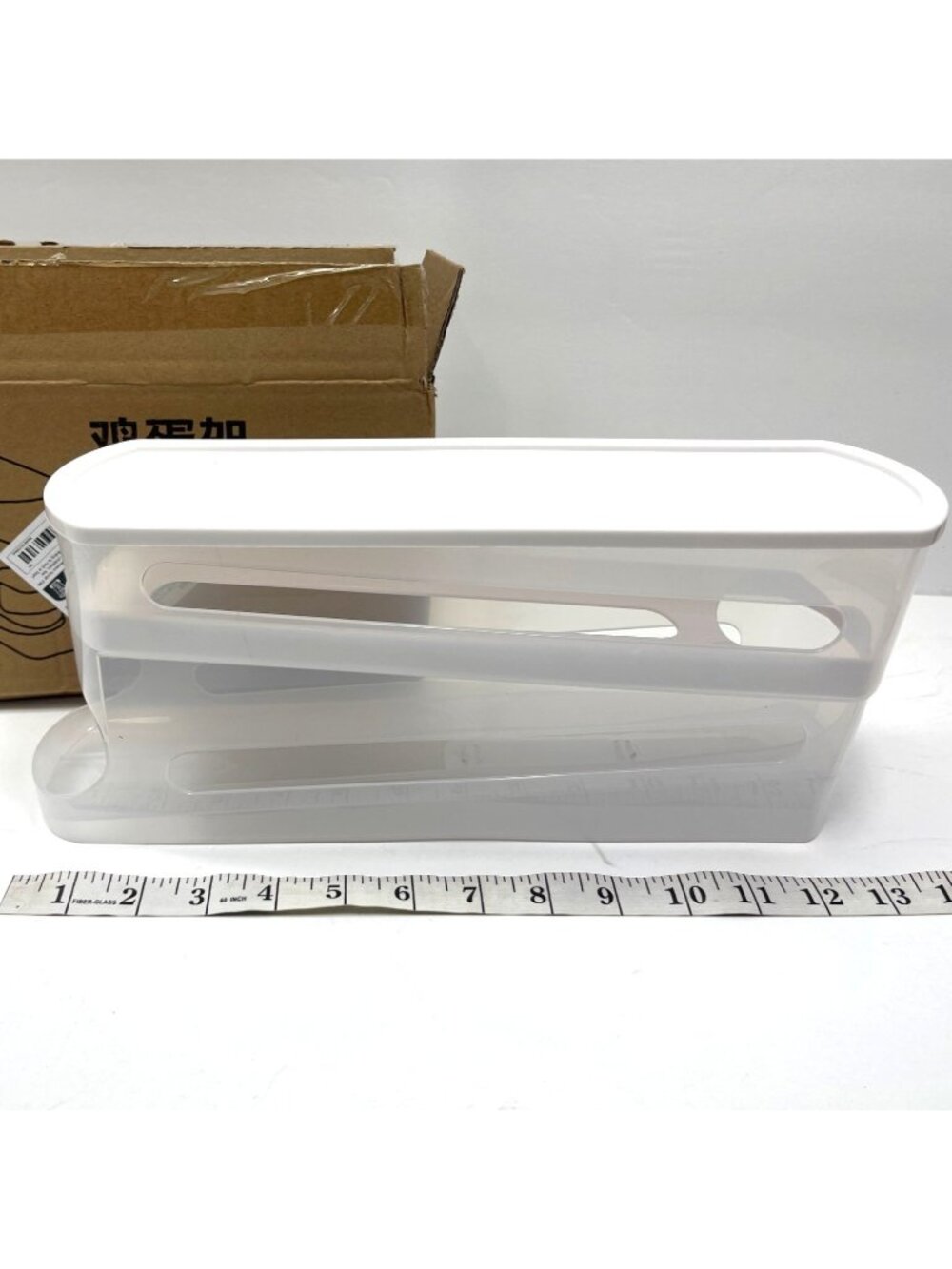 Plastic Egg Holder Storage Container With Lid For Kitchen Organization white
